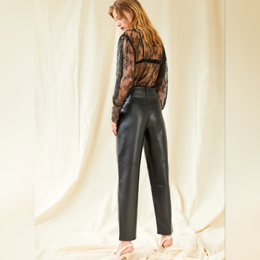 Le Fou Wilfred Moonwalk Pant Vegan Leather High Rise Pleats 80s Size 4 - Picture 3 of 9